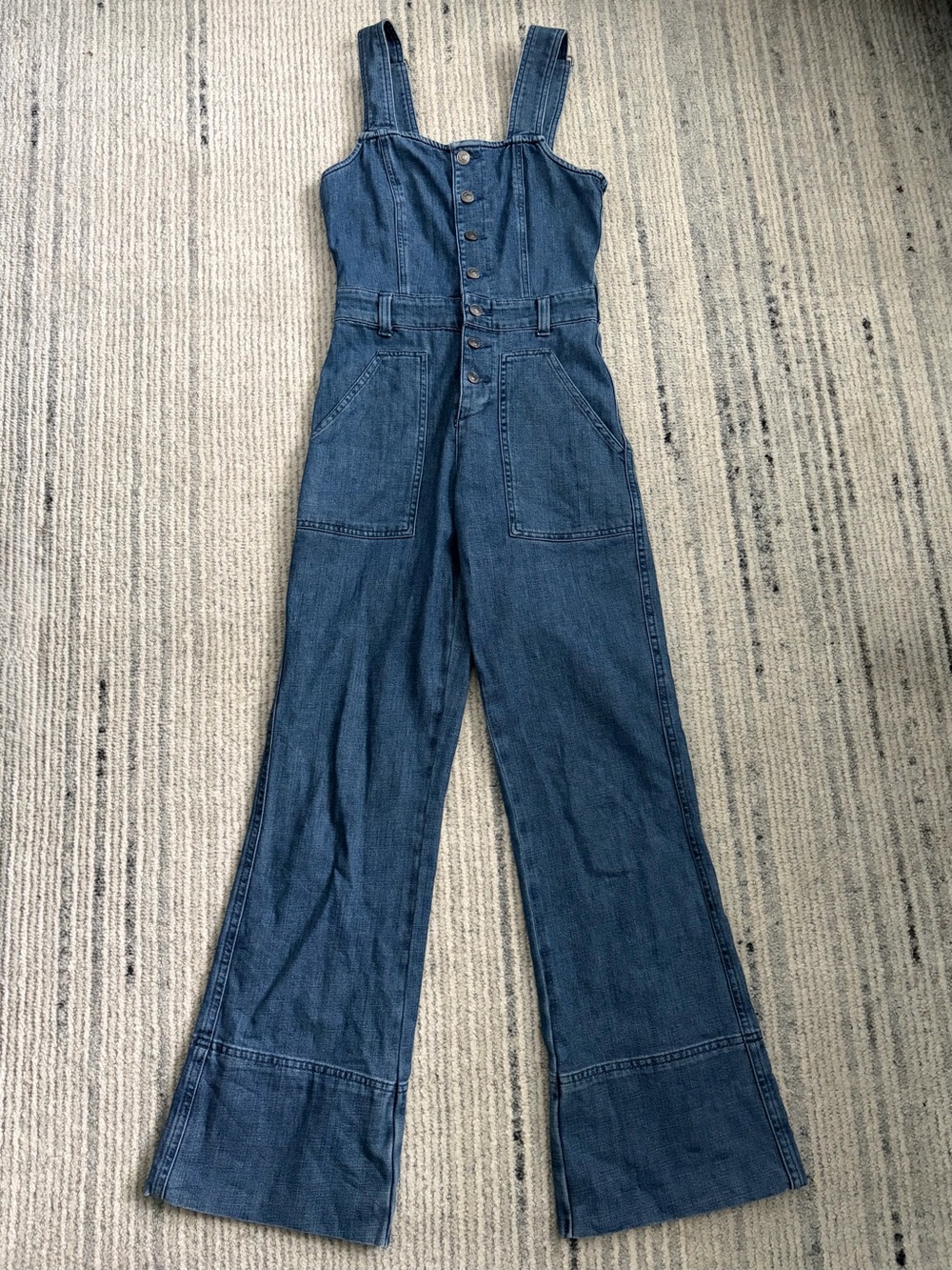 Aerie Denim Straight-Leg Jumpsuit Size XS
